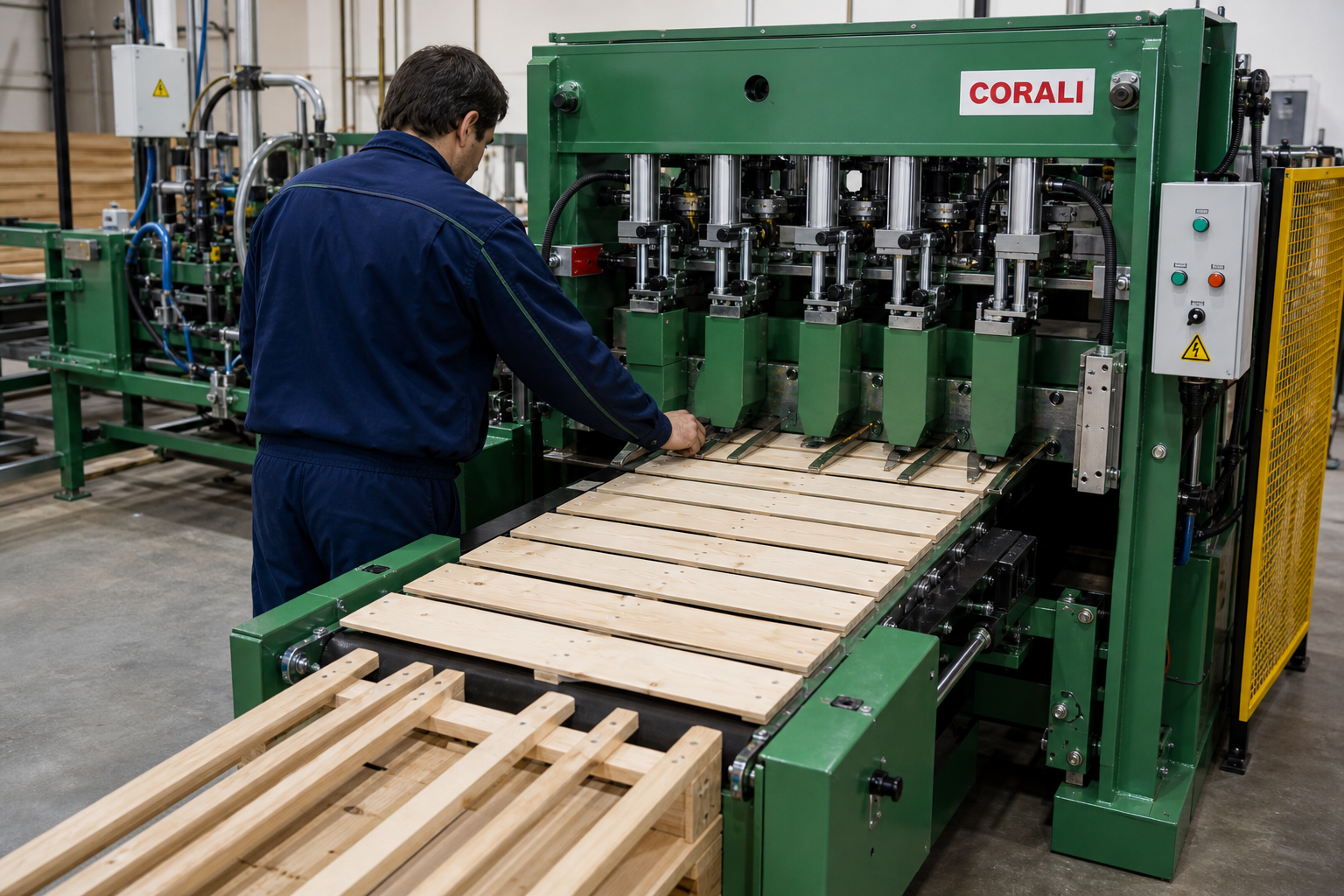 Machine for fruit crate bottom production